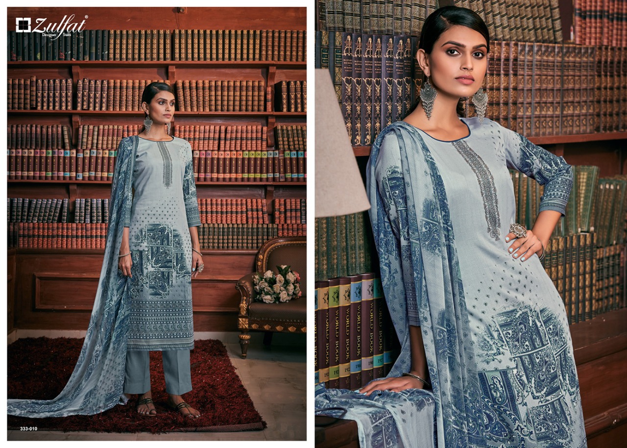 Zulfat Presents  Iris Pure Jam Cotton Designer Dress Material