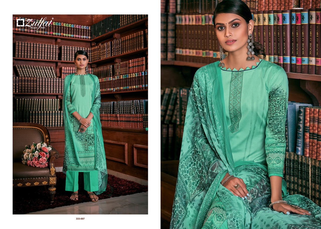 Zulfat Presents  Iris Pure Jam Cotton Designer Dress Material