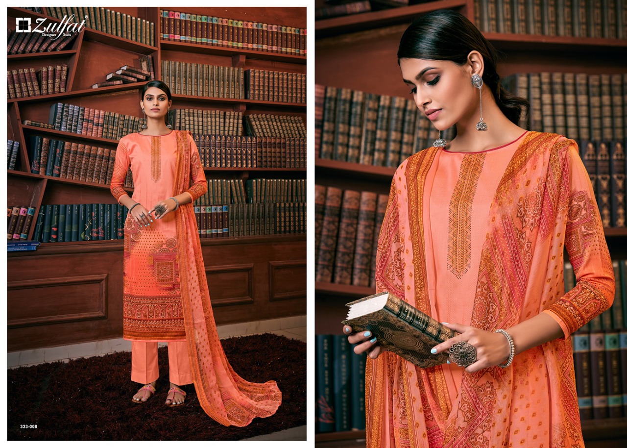 Zulfat Presents  Iris Pure Jam Cotton Designer Dress Material