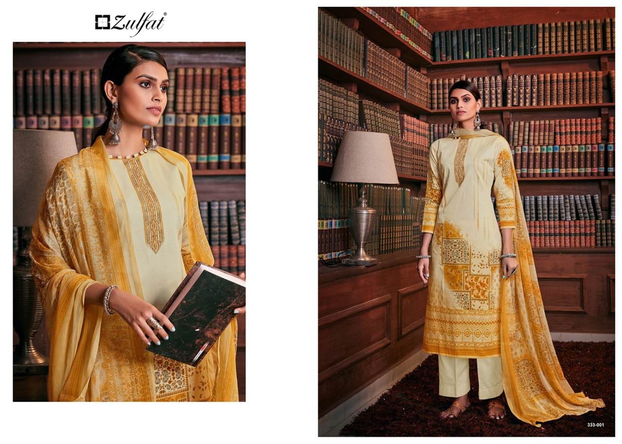 Zulfat Presents  Iris Pure Jam Cotton Designer Dress Material