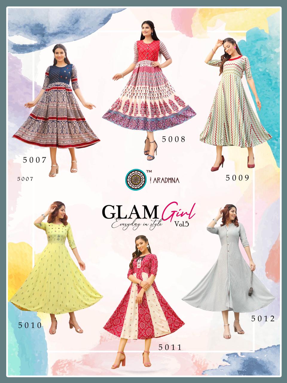 Aradhna Glam Girl  Vol 5   Wholesale Anarkali Kurtis Manufacturer Designer Kurti Catalog