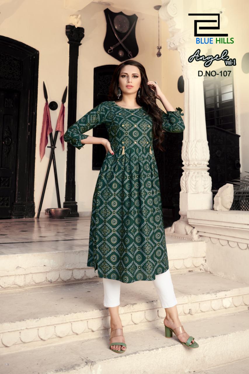 Blue Hills Angel 1 Rayon Printed Kurtis Catalog