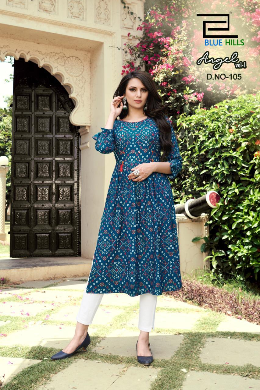 Blue Hills Angel 1 Rayon Printed Kurtis Catalog