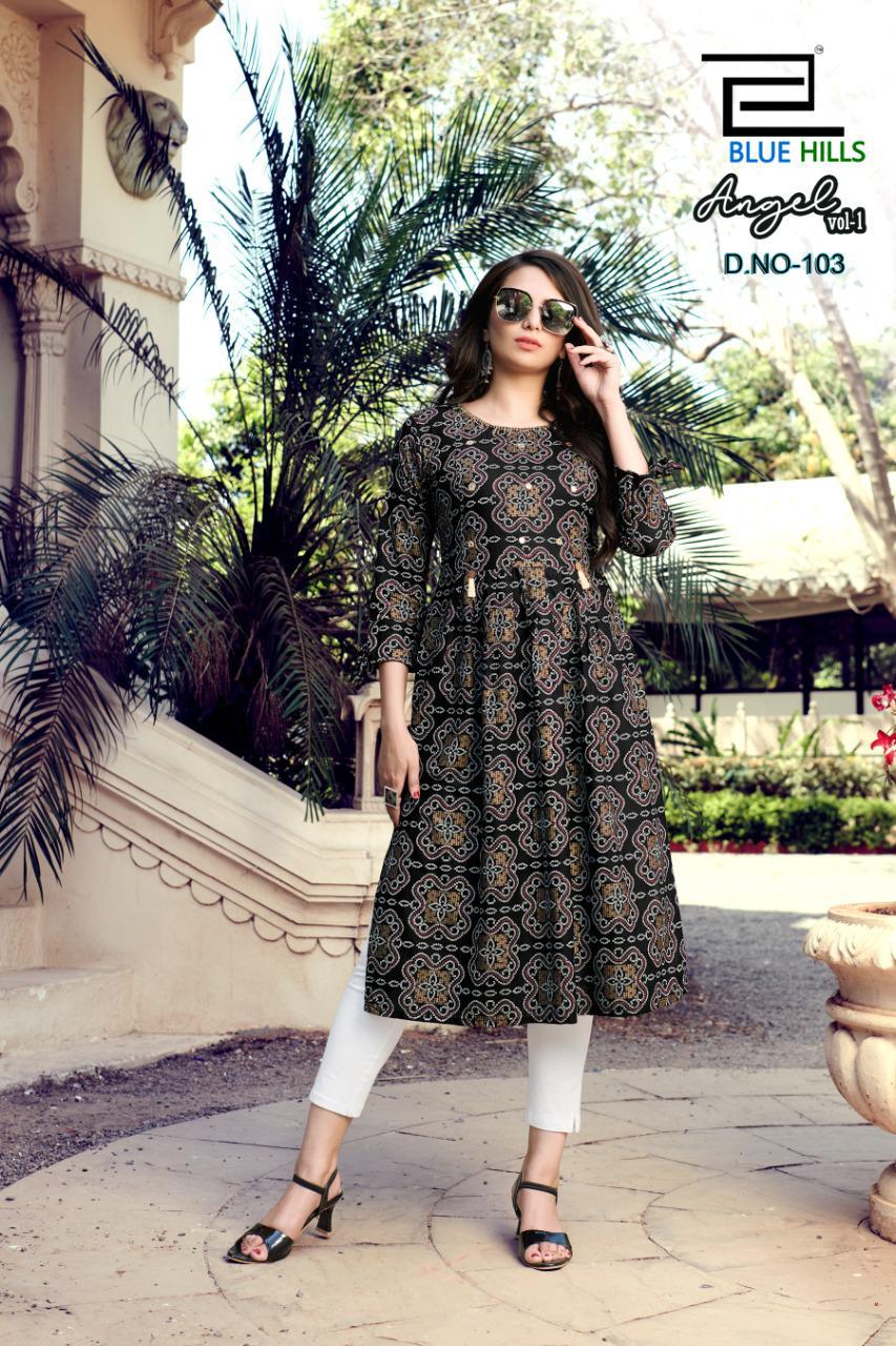 Blue Hills Angel 1 Rayon Printed Kurtis Catalog