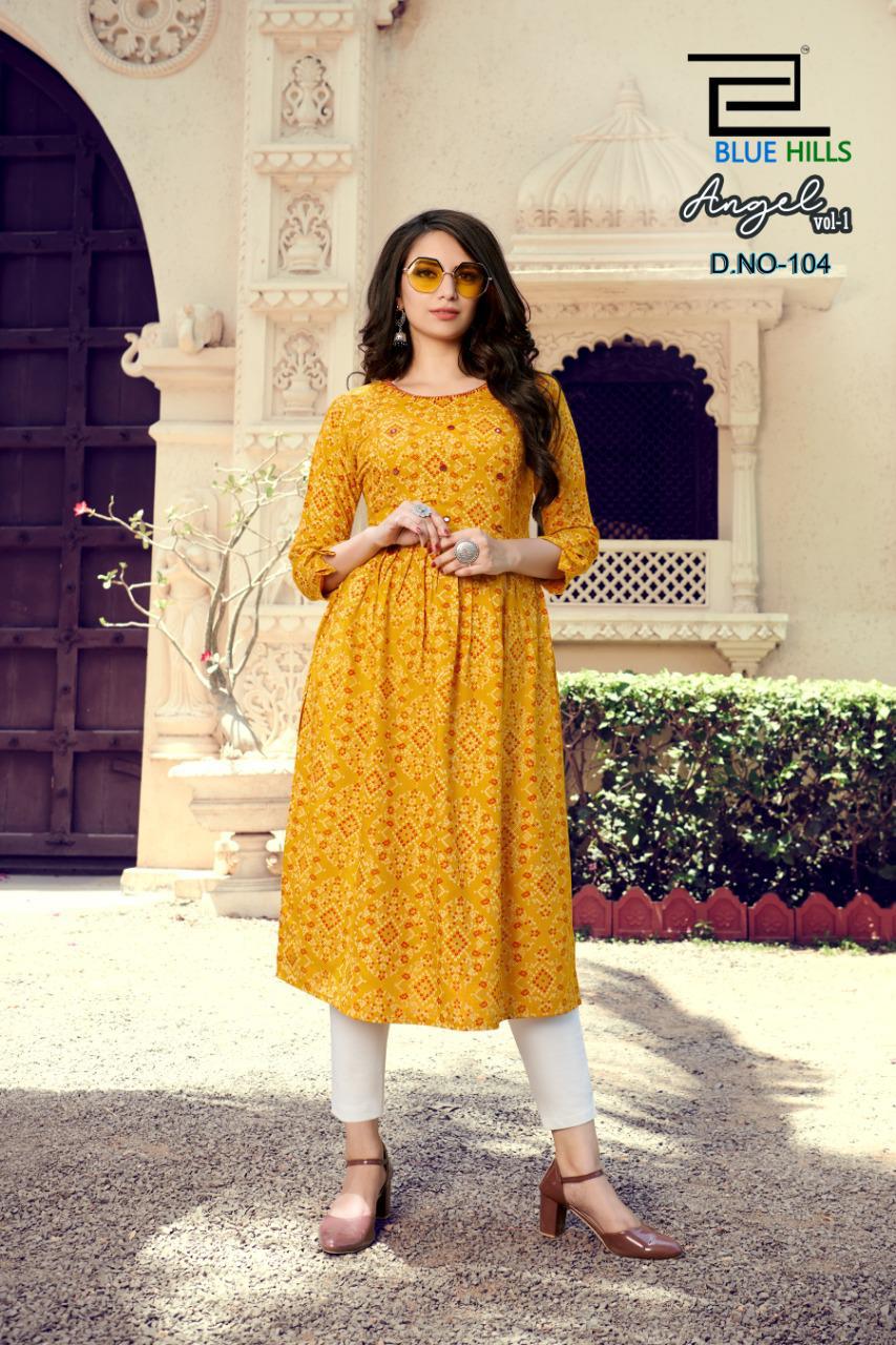 Blue Hills Angel 1 Rayon Printed Kurtis Catalog