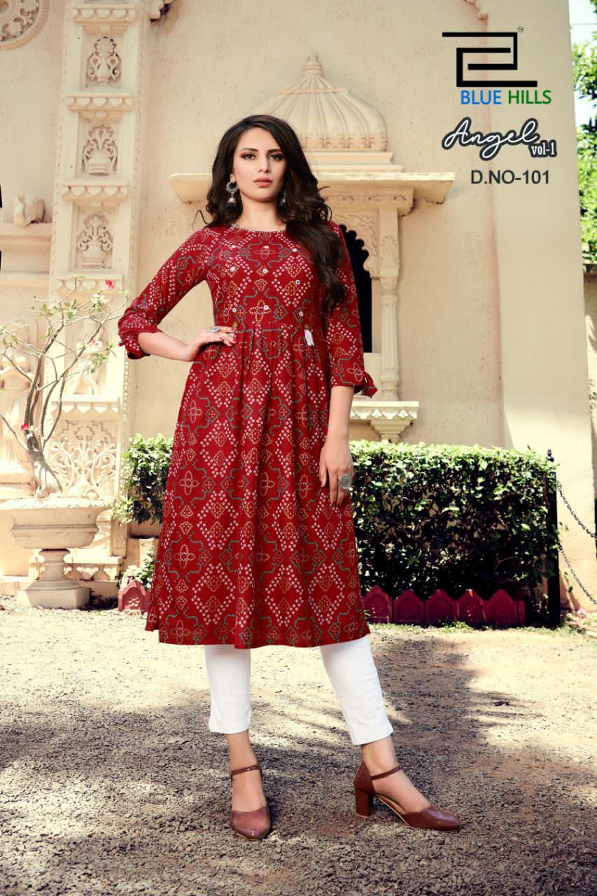 Blue Hills Angel 1 Rayon Printed Kurtis Catalog