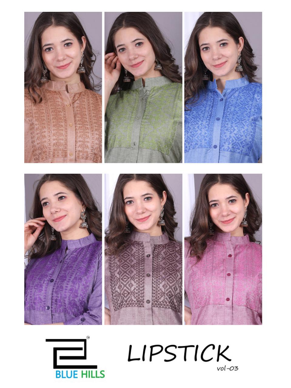 Blue Hills Lipstick Vol 3 Kurtis In Surat Wholesale
