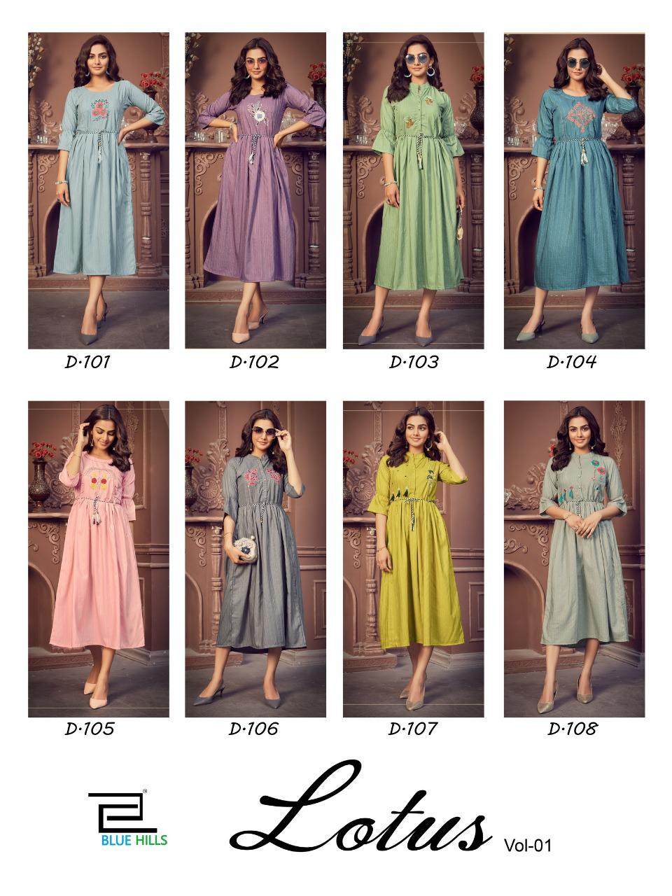 Blue Hills Launching Lotus Vol 1 Wholesale Designer Kurtis Catalog