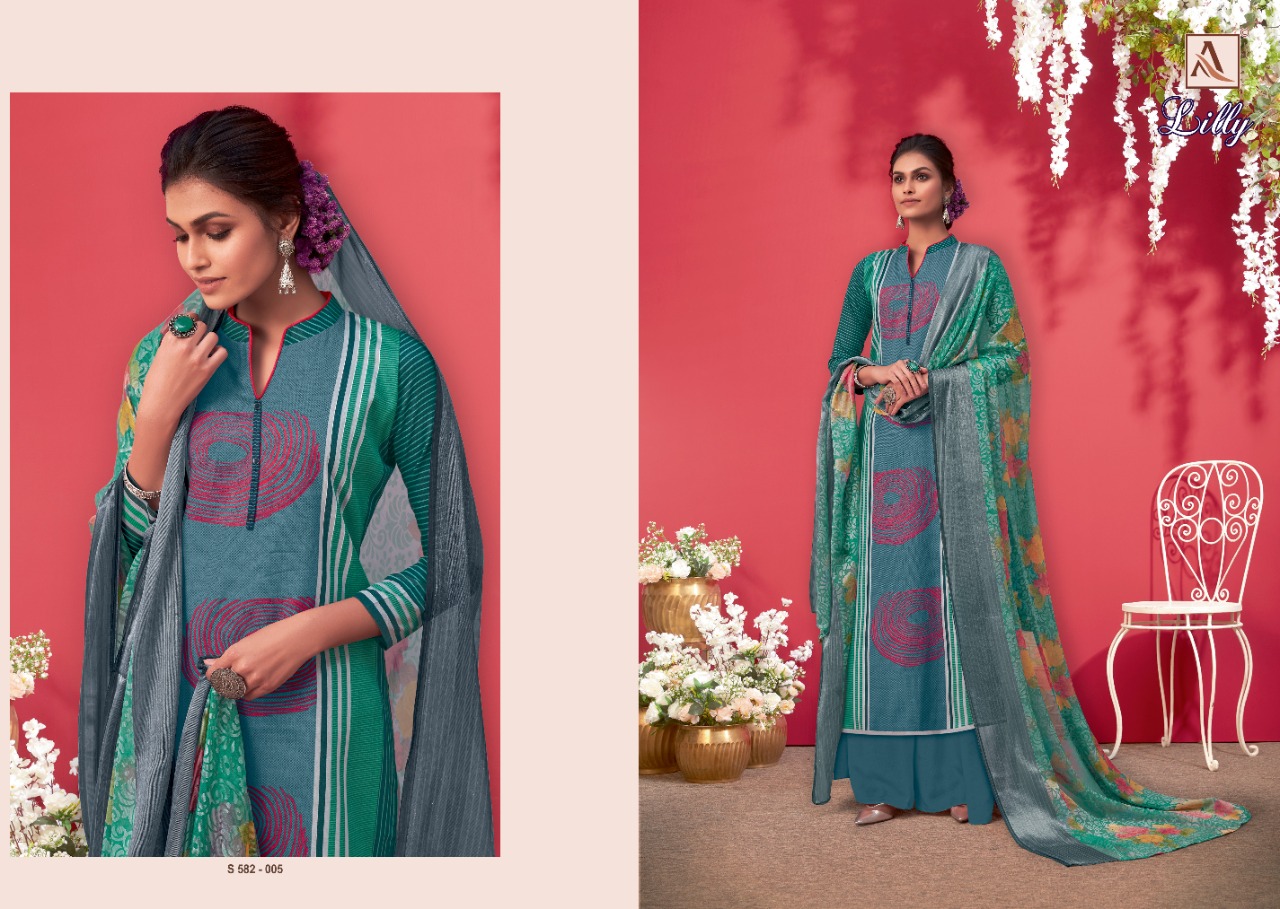 Alok  Lilly Pure Jam Cotton Dress Material At Wholesale Catalog