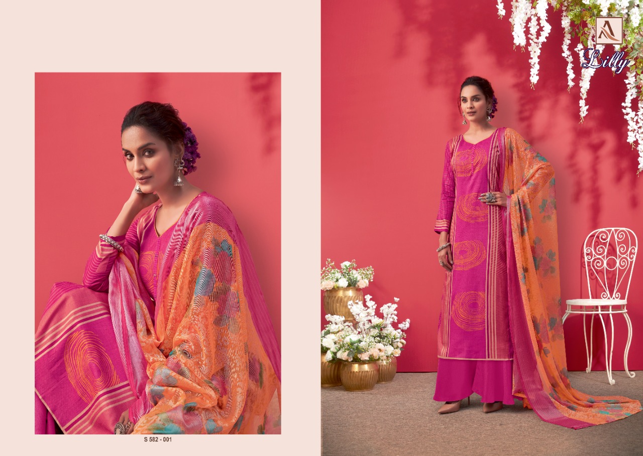 Alok  Lilly Pure Jam Cotton Dress Material At Wholesale Catalog
