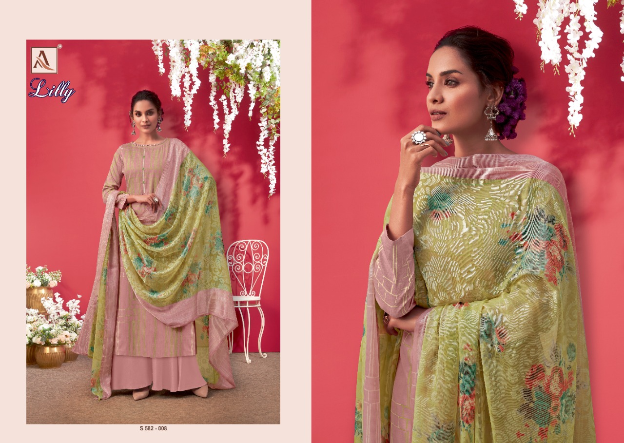 Alok  Lilly Pure Jam Cotton Dress Material At Wholesale Catalog