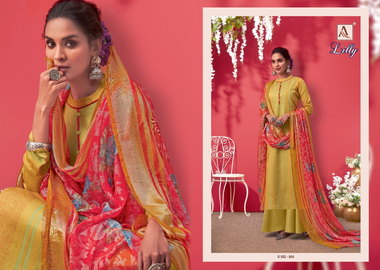 Alok  Lilly Pure Jam Cotton Dress Material At Wholesale Catalog