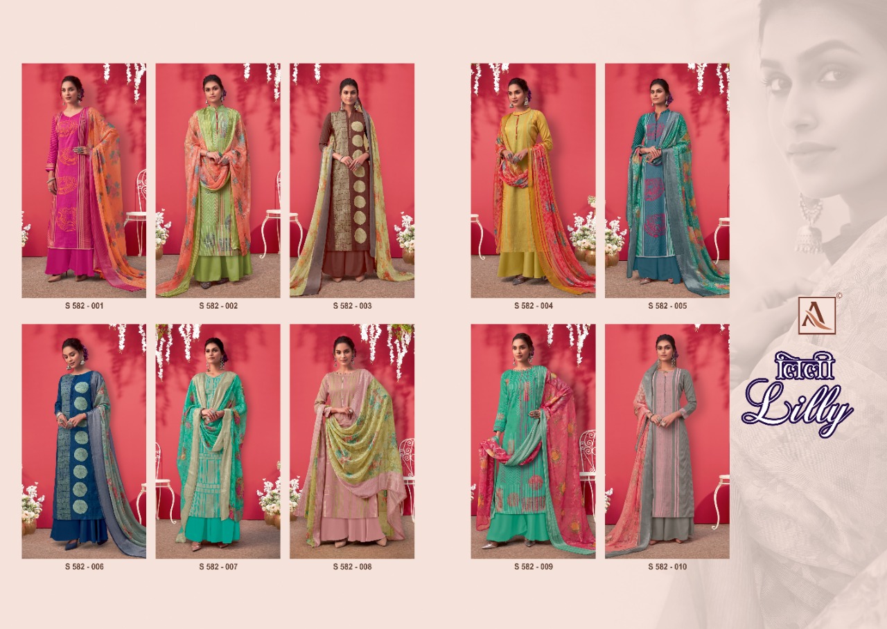 Alok  Lilly Pure Jam Cotton Dress Material At Wholesale Catalog
