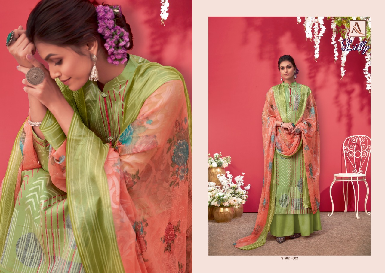 Alok  Lilly Pure Jam Cotton Dress Material At Wholesale Catalog