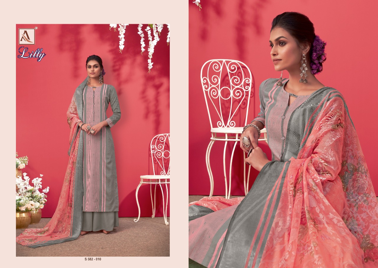 Alok  Lilly Pure Jam Cotton Dress Material At Wholesale Catalog