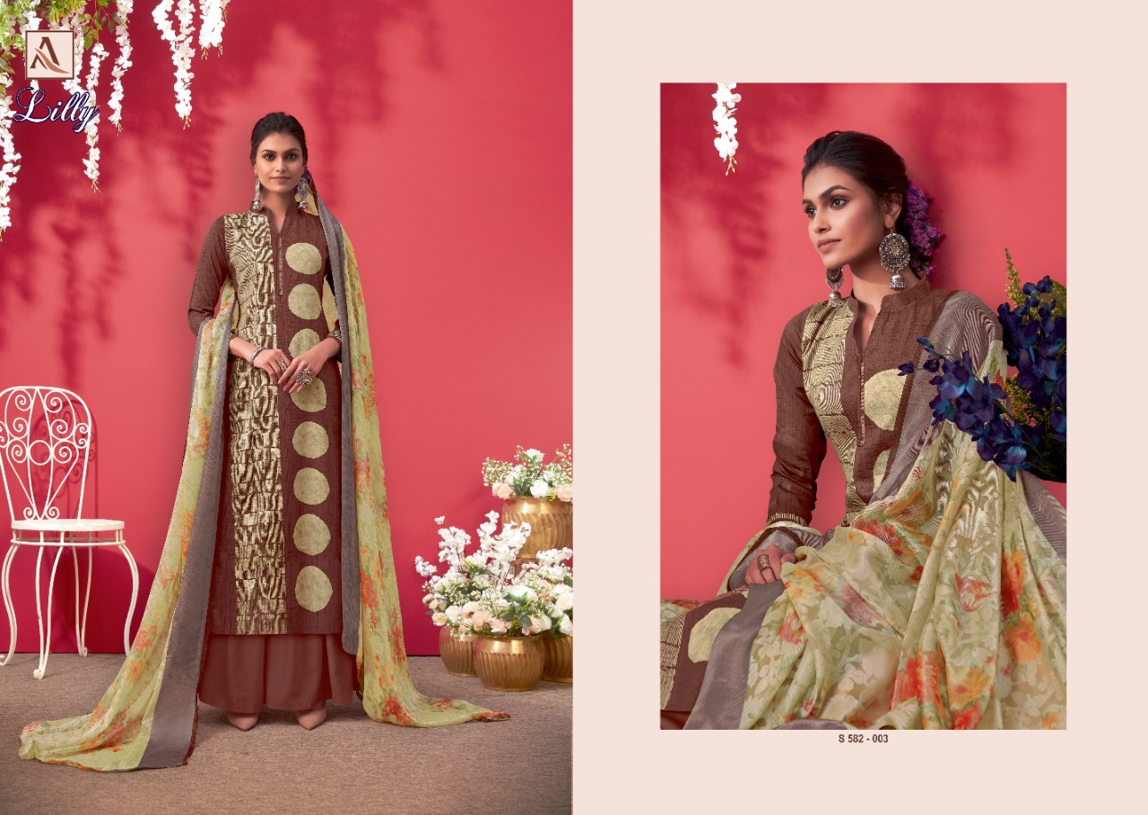 Alok  Lilly Pure Jam Cotton Dress Material At Wholesale Catalog