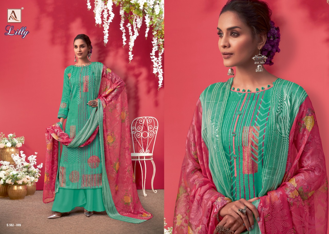 Alok  Lilly Pure Jam Cotton Dress Material At Wholesale Catalog