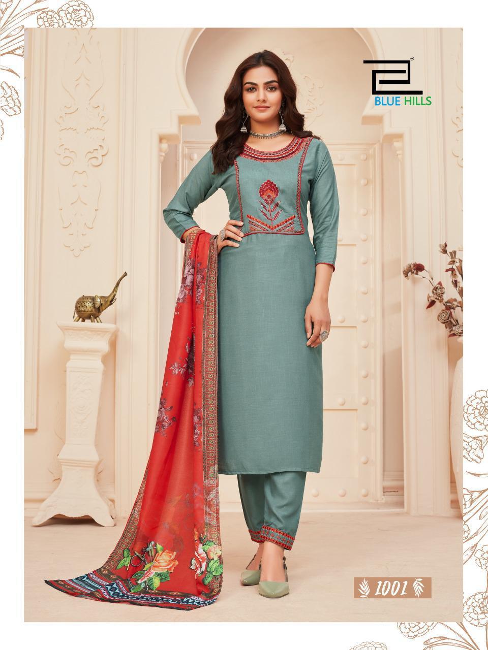 Blue Hills Dupatta Queen Vo 1 Fancy Ready-made Kurti Catalog  Wholesaler