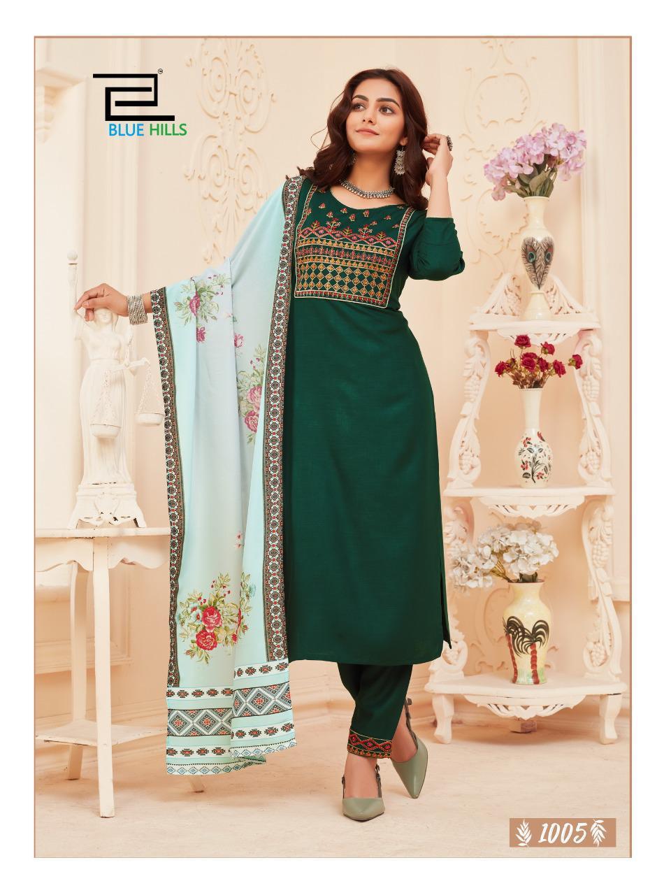 Blue Hills Dupatta Queen Vo 1 Fancy Ready-made Kurti Catalog  Wholesaler