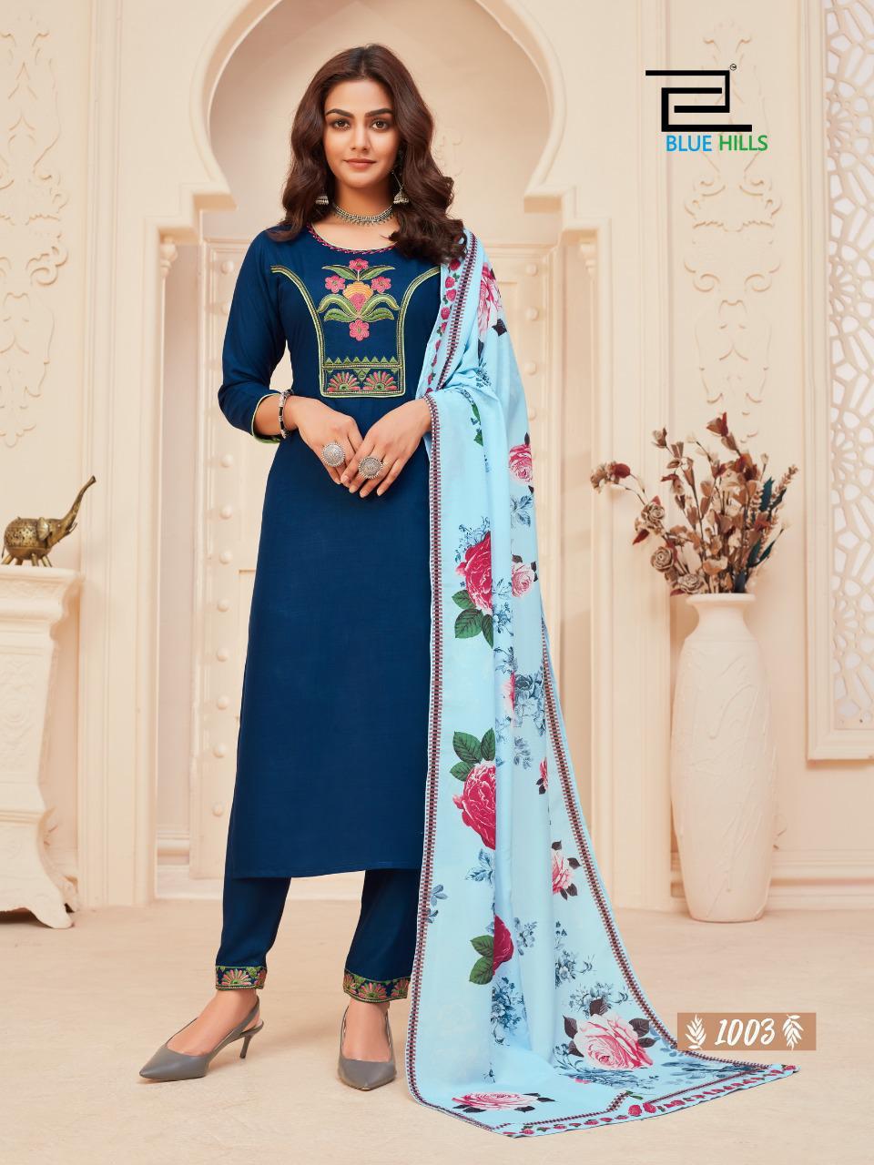 Blue Hills Dupatta Queen Vo 1 Fancy Ready-made Kurti Catalog  Wholesaler