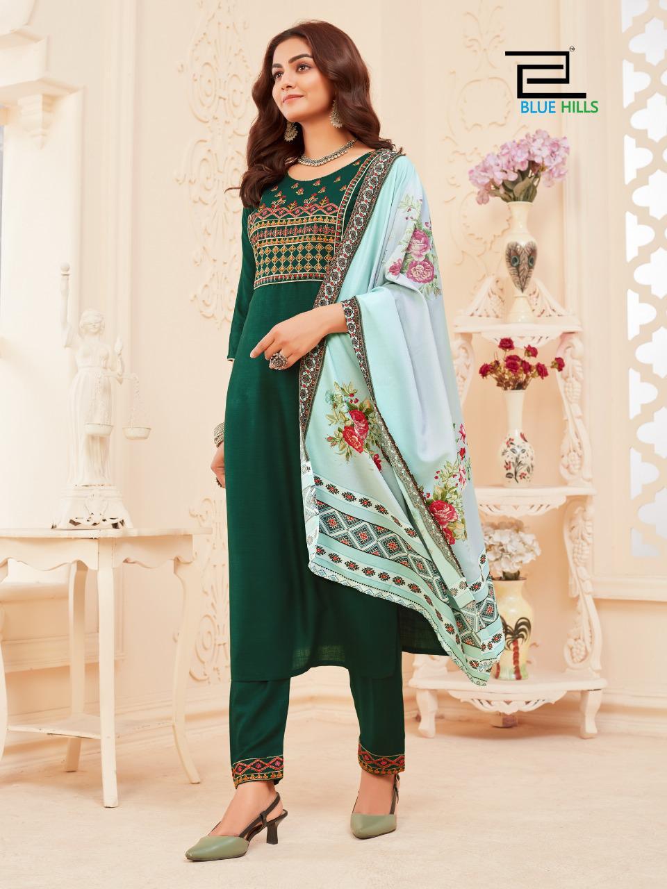 Blue Hills Dupatta Queen Vo 1 Fancy Ready-made Kurti Catalog  Wholesaler
