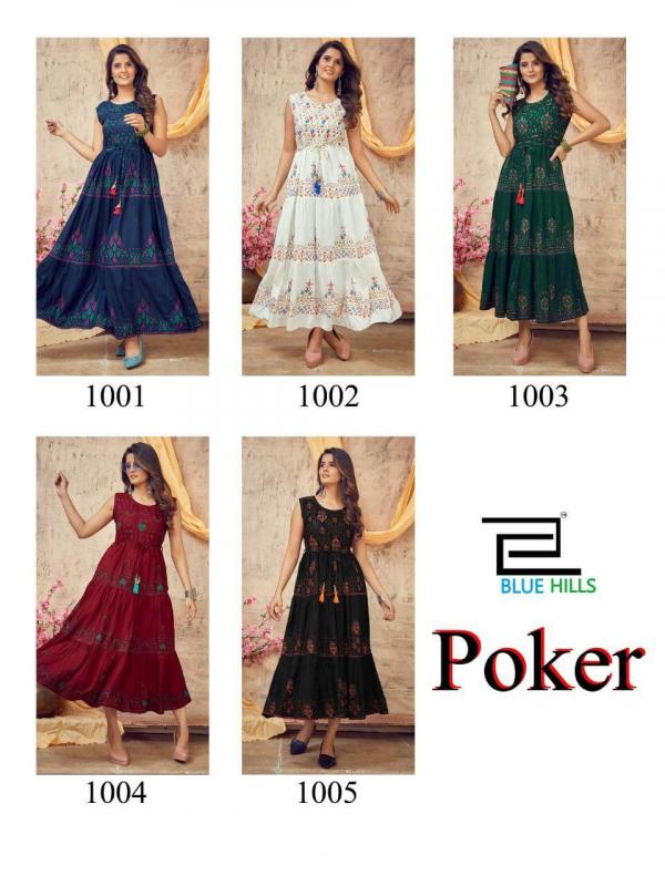Blue Hills Poker Rayon Fancy Long Kurti Buy Designer Long Kurtis Online