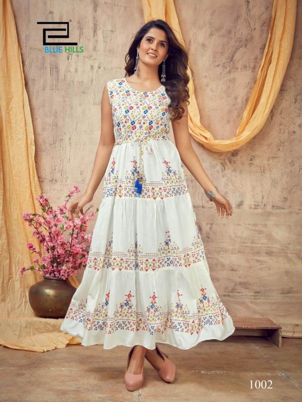 Blue Hills Poker Rayon Fancy Long Kurti Buy Designer Long Kurtis Online