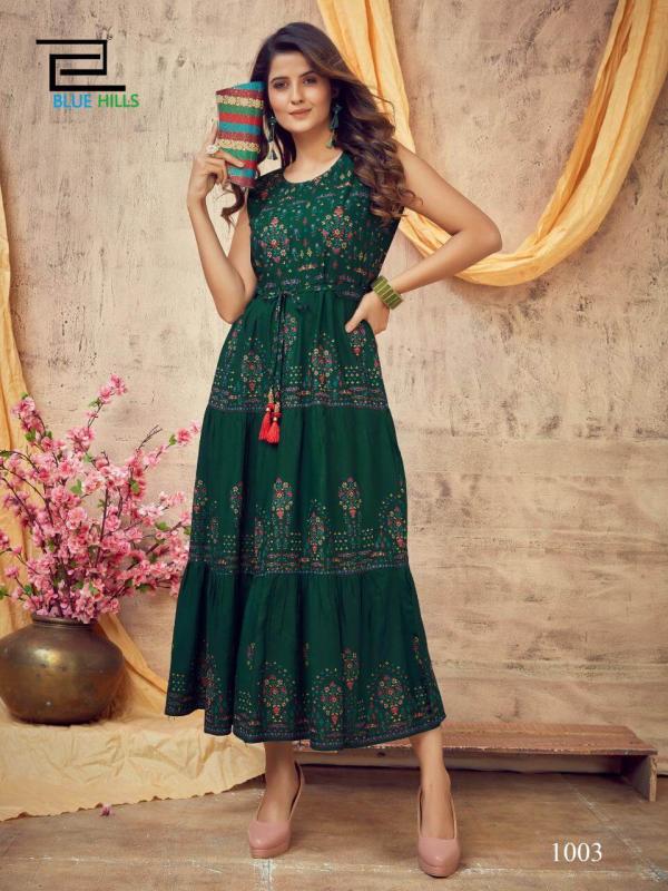 Blue Hills Poker Rayon Fancy Long Kurti Buy Designer Long Kurtis Online
