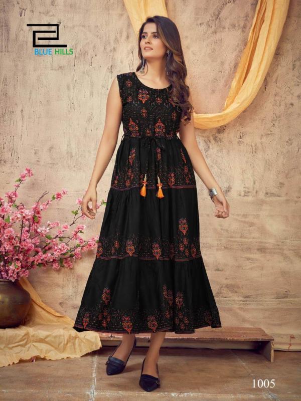 Blue Hills Poker Rayon Fancy Long Kurti Buy Designer Long Kurtis Online