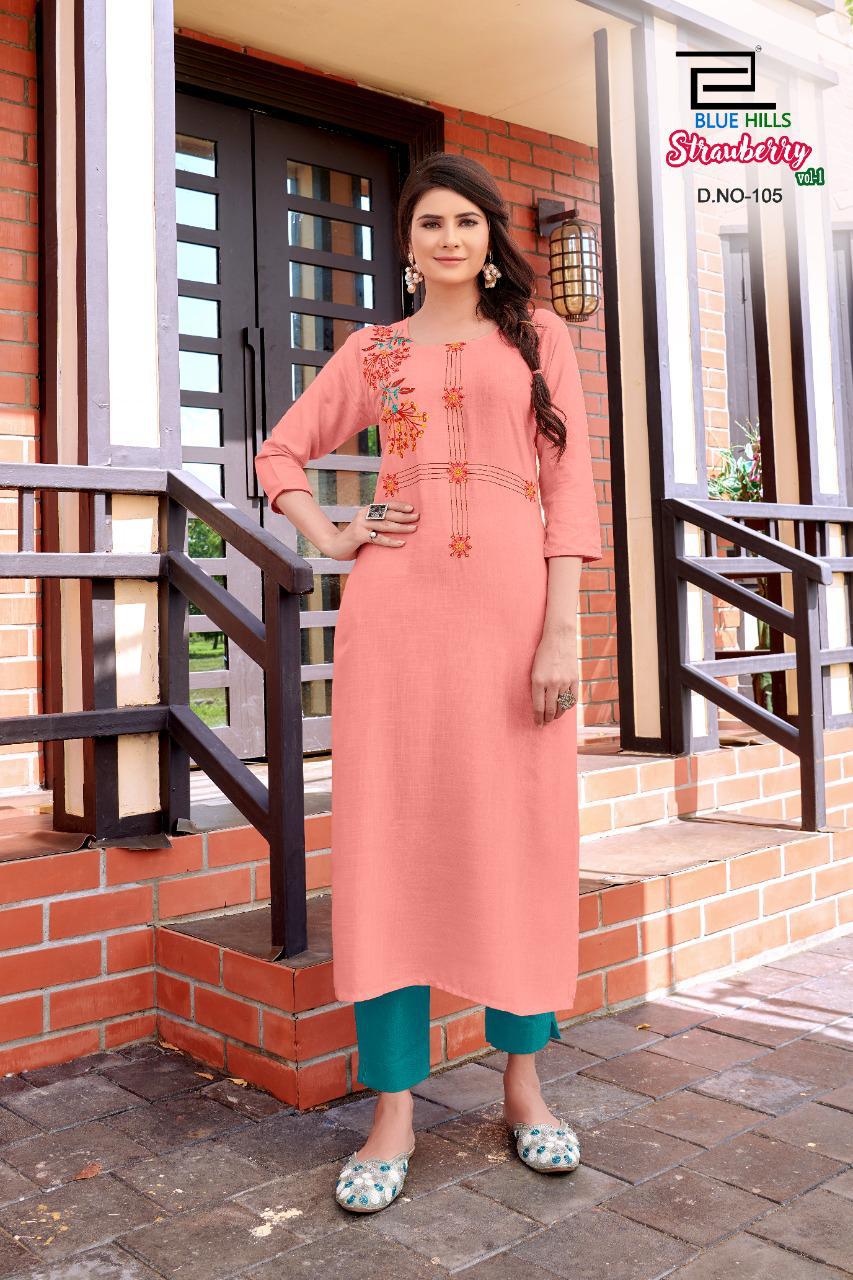 Blue Hills Strawberry Desinger Kurti Buy Rayon Kurti Online Shopping India