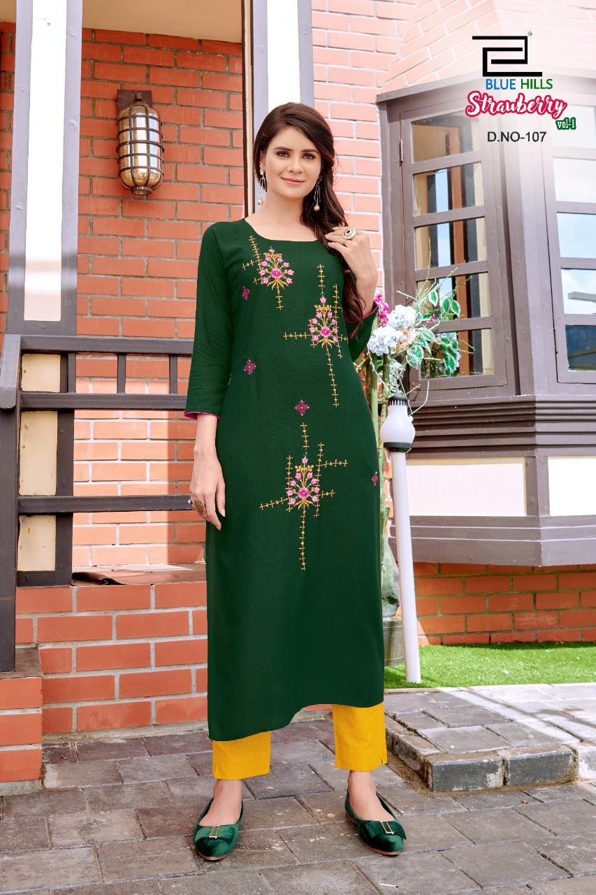 Blue Hills Strawberry Desinger Kurti Buy Rayon Kurti Online Shopping India