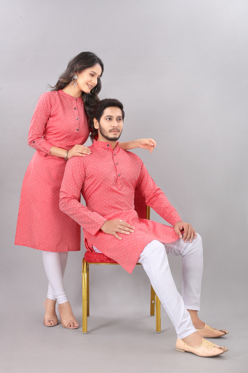 Couple Kurta Rose Pink Color   Buy Cotton Kurta