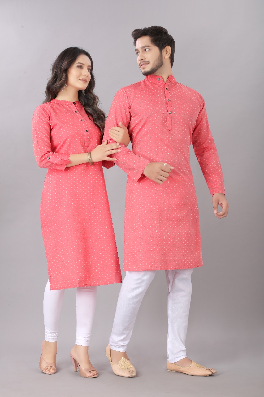 Couple Kurta Rose Pink Color   Buy Cotton Kurta