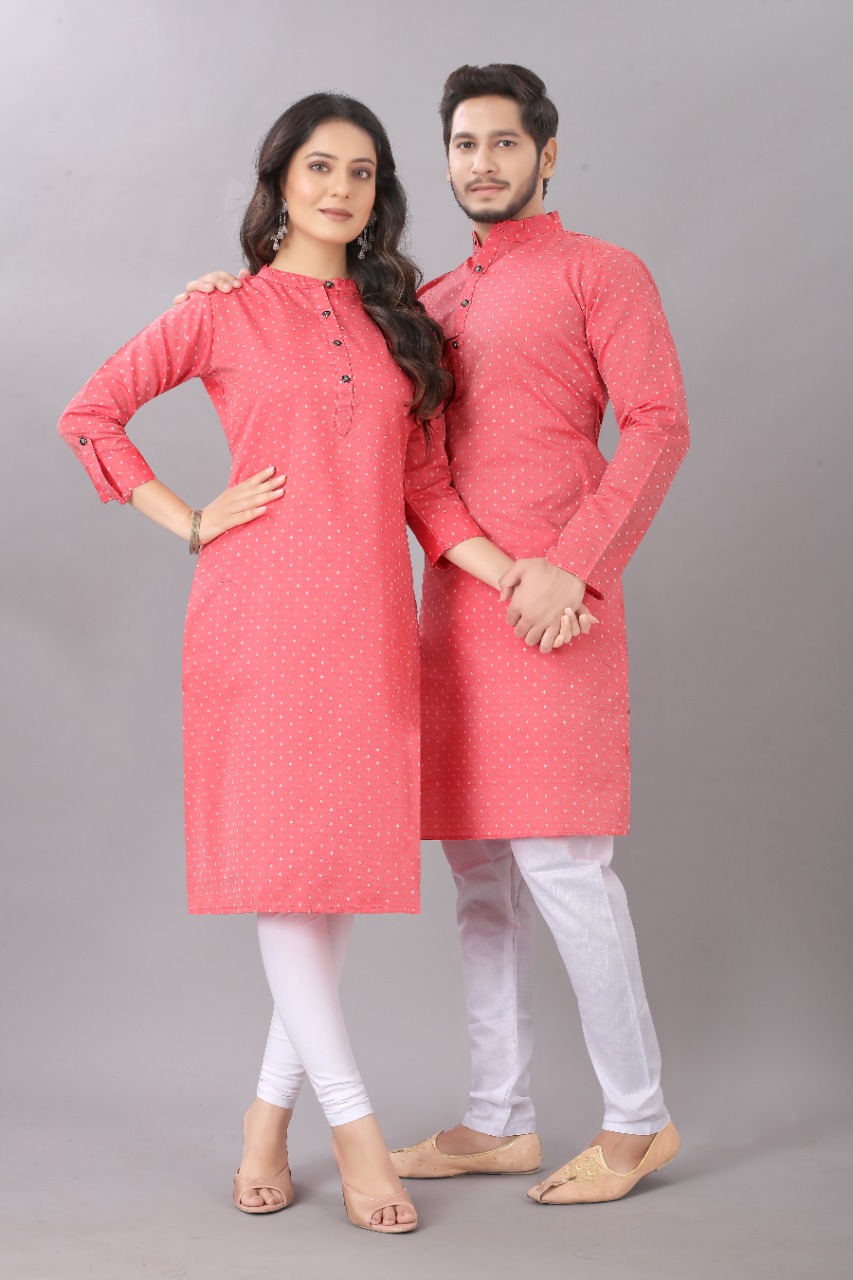 Couple Kurta Rose Pink Color   Buy Cotton Kurta