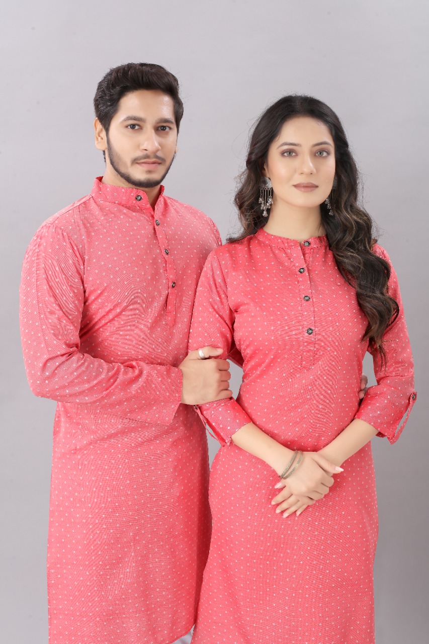 Couple Kurta Rose Pink Color   Buy Cotton Kurta