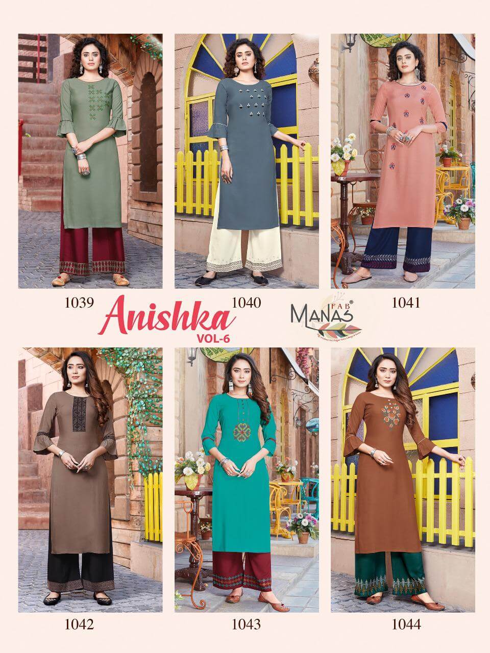 Manas Anishka  Vol  6 Rayon Fancy Kurti With Bottom Catalog