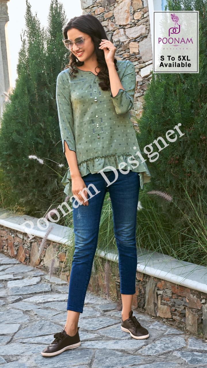 Poonam Fashionista Stylist Jacquard Rayon Western Top Buy  Low Price Offer On Tops