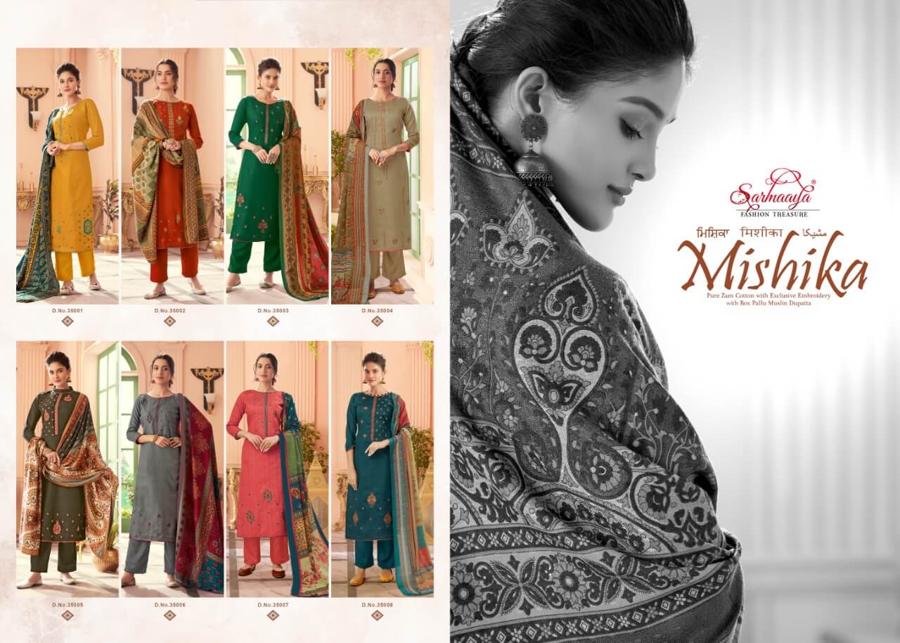 Sarmaaya Mishika Cotton Fancy Embroidery Buy Pure Jam Cotton Dress Material At Wholesale Collection