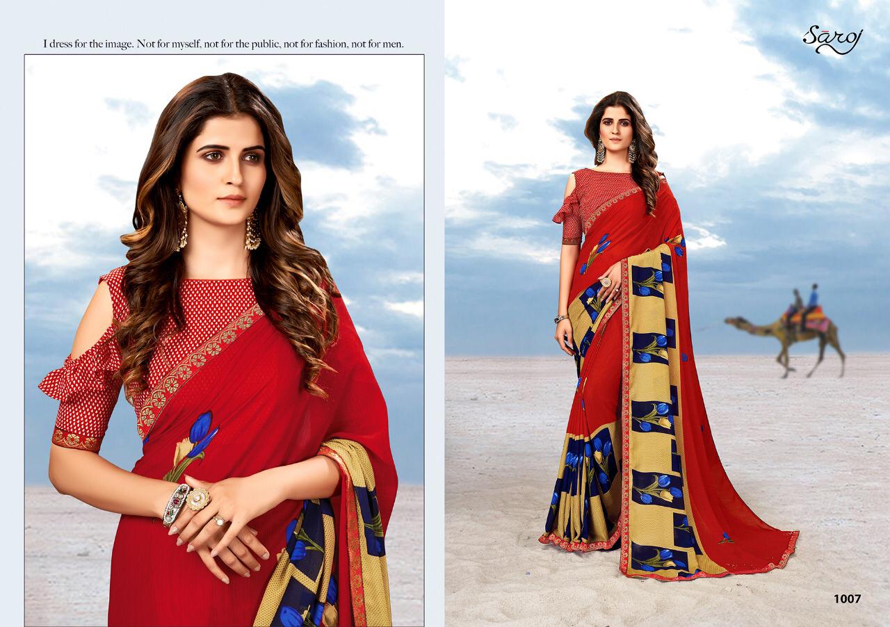 Saroj Megha Georgette Printed Wholesale Party Wear Sarees  Catalog