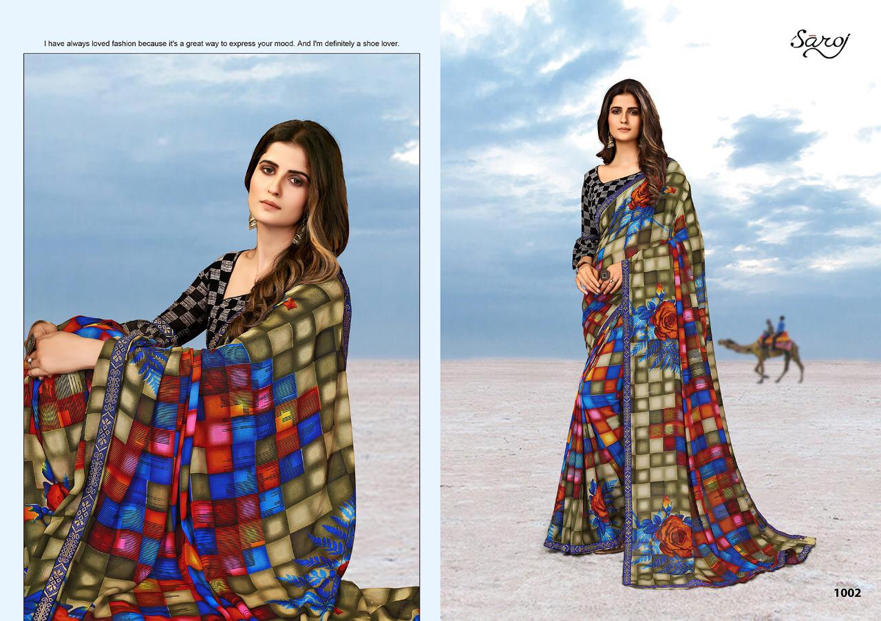 Saroj Megha Georgette Printed Wholesale Party Wear Sarees  Catalog