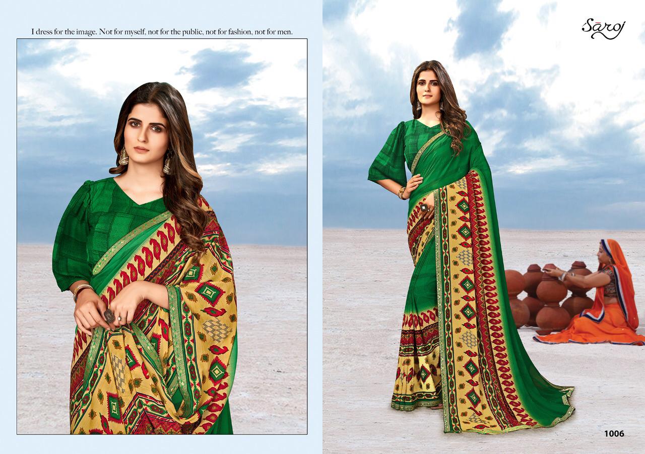 Saroj Megha Georgette Printed Wholesale Party Wear Sarees  Catalog