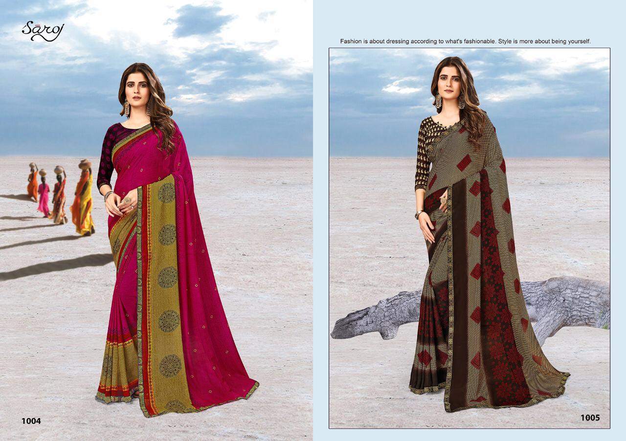 Saroj Megha Georgette Printed Wholesale Party Wear Sarees  Catalog