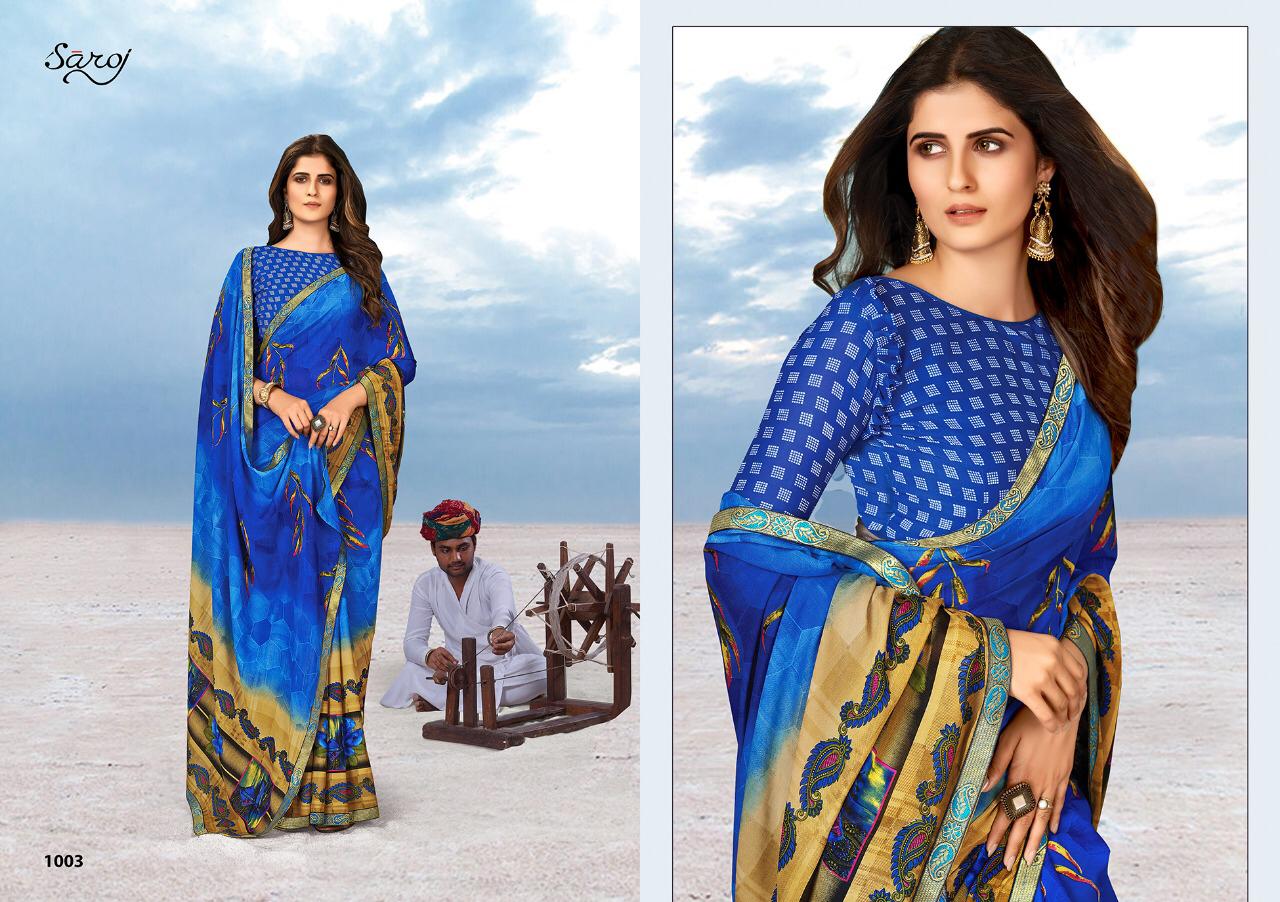 Saroj Megha Georgette Printed Wholesale Party Wear Sarees  Catalog