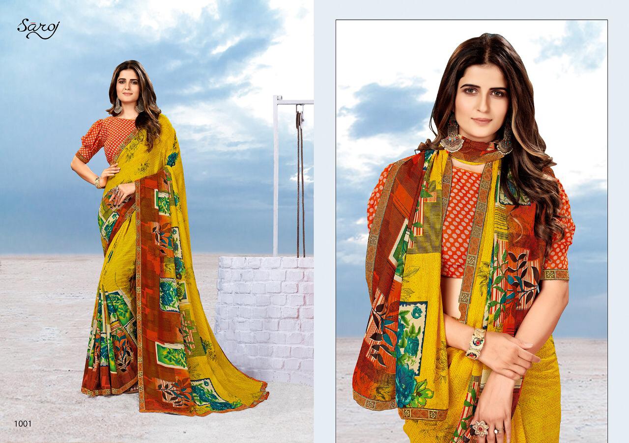 Saroj Megha Georgette Printed Wholesale Party Wear Sarees  Catalog