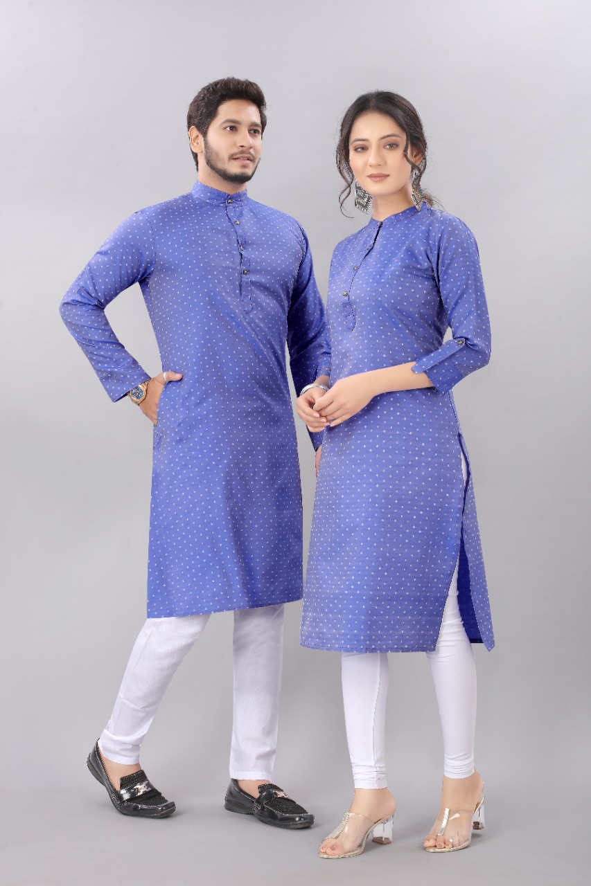 Purple Beautiful Color Combination  For Couple Kurti Kurta Collection