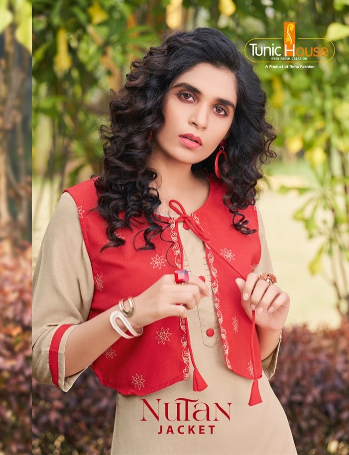 Tunic House Nutan Jacket Designer Kurti With Jacket Catalouge