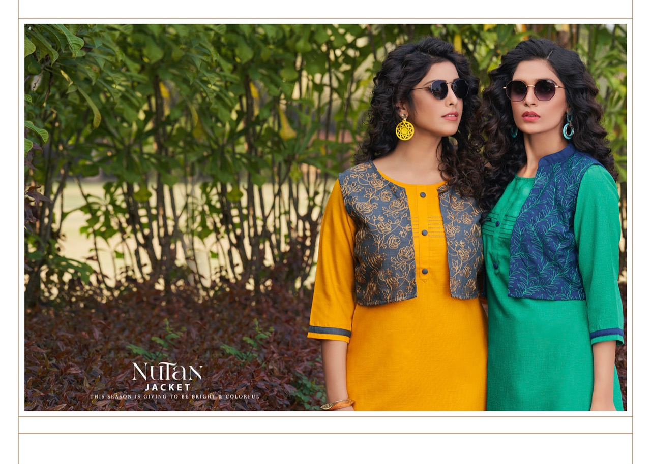 Tunic House Nutan Jacket Designer Kurti With Jacket Catalouge