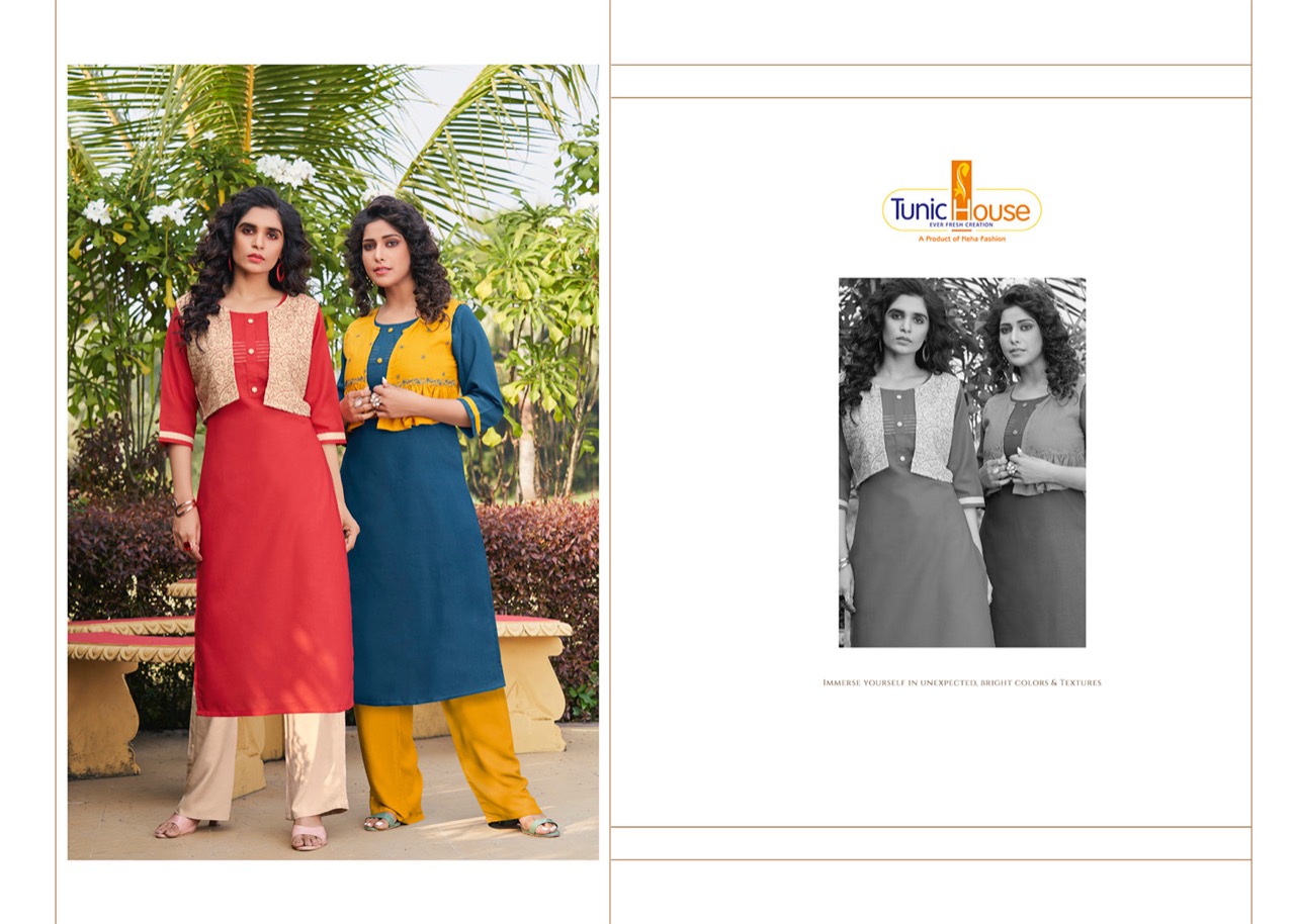 Tunic House Nutan Jacket Designer Kurti With Jacket Catalouge