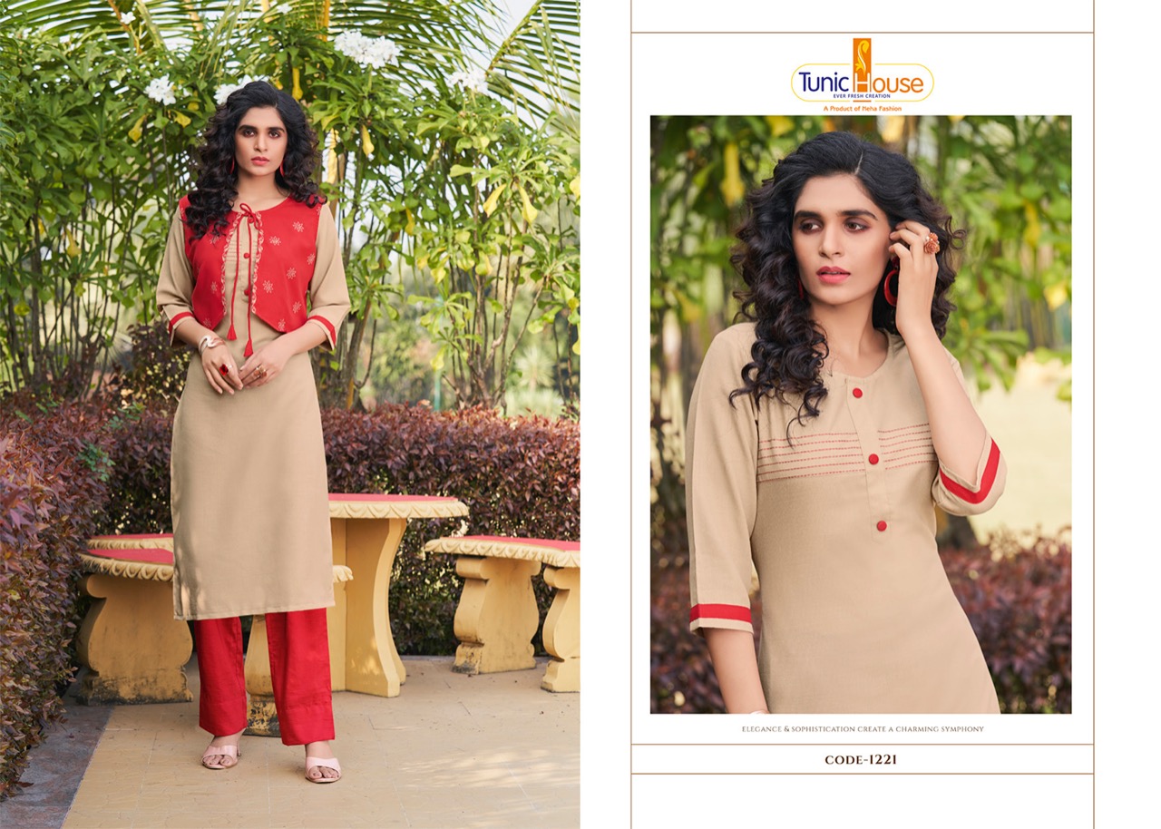 Tunic House Nutan Jacket Designer Kurti With Jacket Catalouge