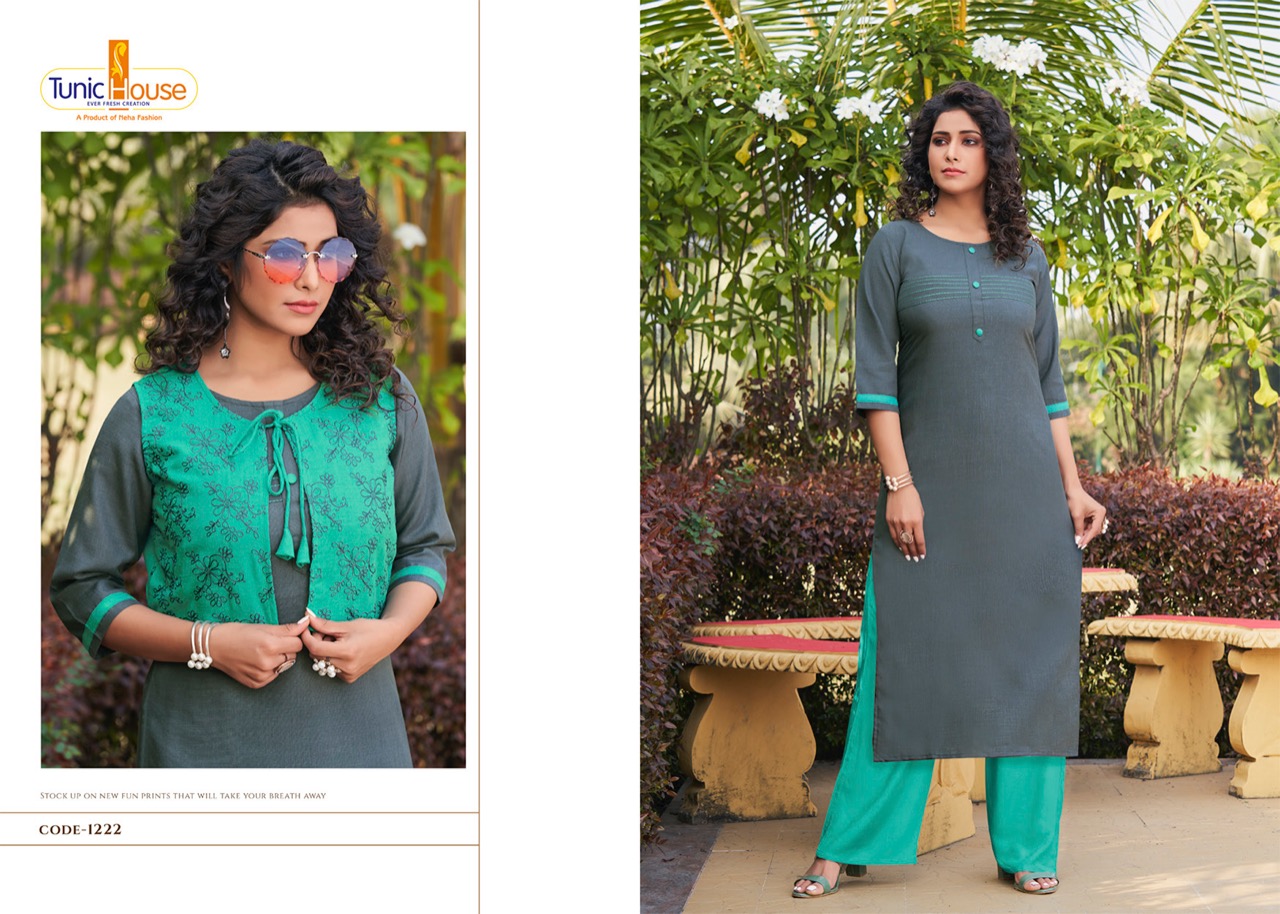 Tunic House Nutan Jacket Designer Kurti With Jacket Catalouge
